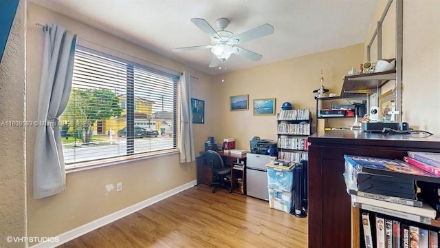 1102 SW 144th Ct, Miami, FL 33184 - office featuring wood finished floors, a ceiling fan, and baseboards