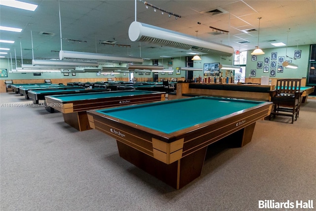 3405 Bimini Ln Unit J4, Coconut Creek, FL 33066 - game room with billiards, carpet flooring, and a paneled ceiling