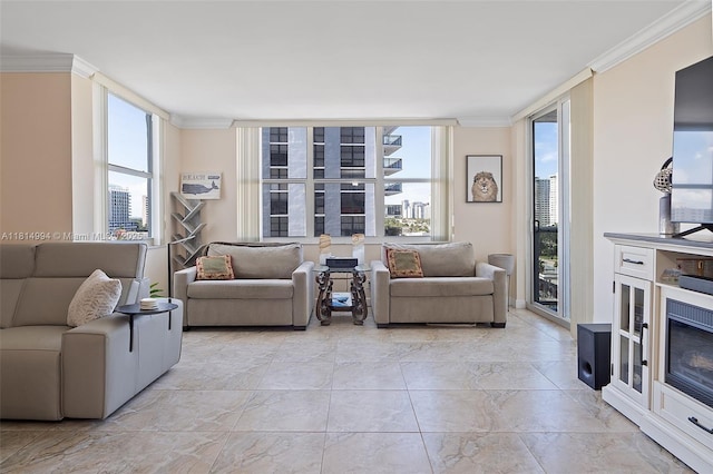 3015 N Ocean Blvd Unit 7D, Fort Lauderdale, FL 33308 - living room featuring ornamental molding