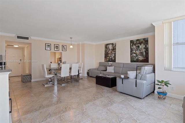 3015 N Ocean Blvd Unit 7D, Fort Lauderdale, FL 33308 - living area with crown molding and baseboards