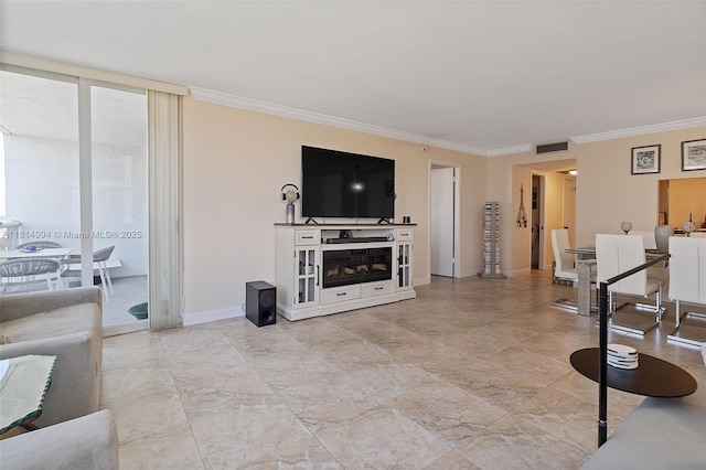 3015 N Ocean Blvd Unit 7D, Fort Lauderdale, FL 33308 - living room with crown molding and baseboards