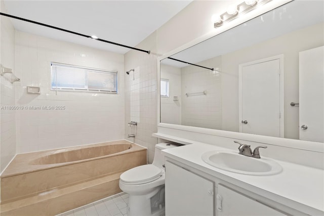 4020 Palm Bay Cir Unit B, West Palm Beach, FL 33406 - bathroom with shower / washtub combination, toilet, vanity, and tile patterned flooring