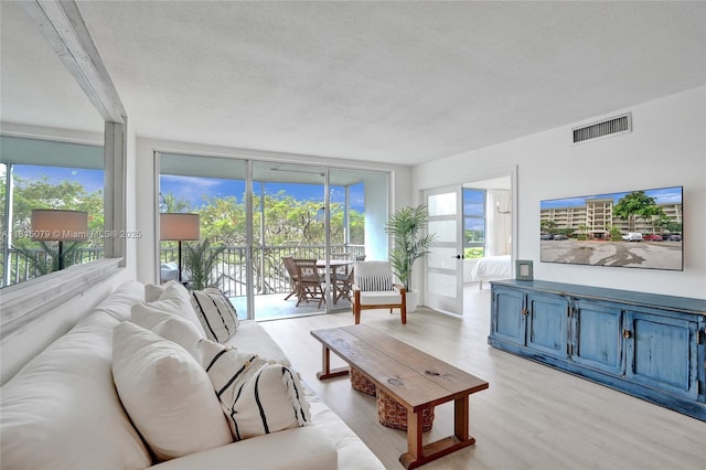 3150 N Course Ln Unit 405, Pompano Beach, FL 33069 - living room with light wood-style flooring and a textured ceiling