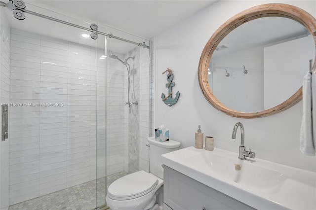 3150 N Course Ln Unit 405, Pompano Beach, FL 33069 - full bathroom with a stall shower, toilet, and vanity