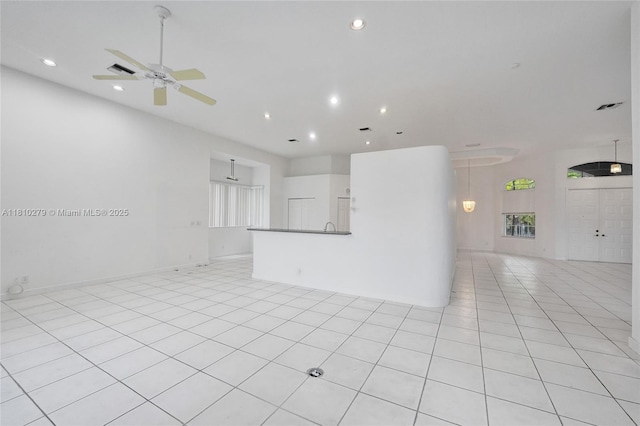 1463 SW 156th Way, Pembroke Pines, FL 33027 - unfurnished living room featuring a ceiling fan, recessed lighting, and light tile patterned floors