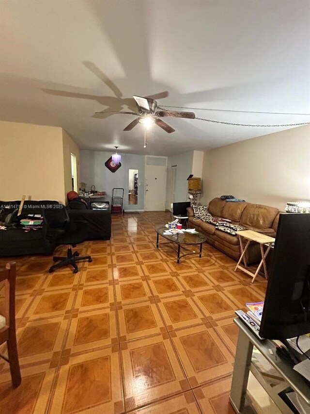 920 Ne 199th St 2S Apt 217, Miami, FL 33179 - living area featuring ceiling fan and tile patterned floors
