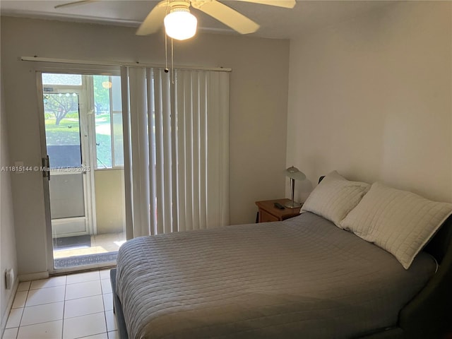 800 SW 131st Ave Unit 109F, Pembroke Pines, FL 33027 - bedroom with light tile patterned flooring, ceiling fan, and access to exterior