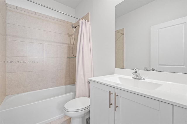 12945 SW 234th St, Homestead, FL 33032 - bathroom with vanity, toilet, shower / bathtub combination with curtain, and tile patterned flooring