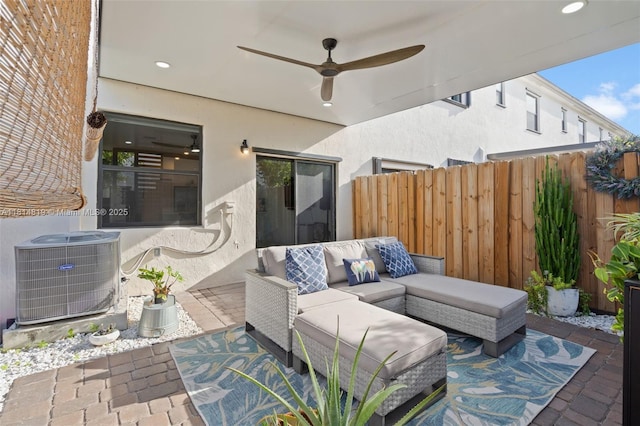 12945 SW 234th St, Homestead, FL 33032 - view of patio / terrace featuring an outdoor hangout area, central AC, and ceiling fan