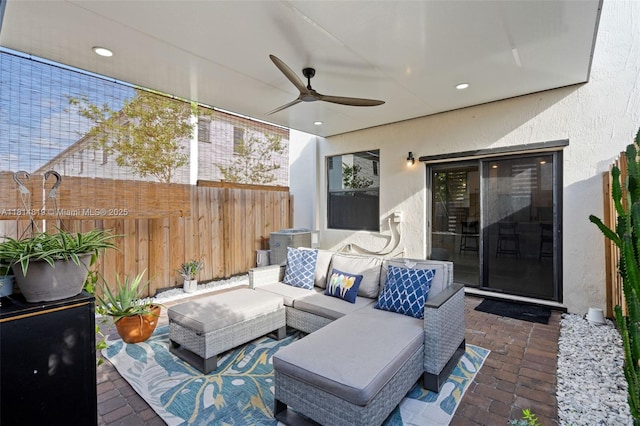 12945 SW 234th St, Homestead, FL 33032 - view of patio with an outdoor living space, ceiling fan, and central AC