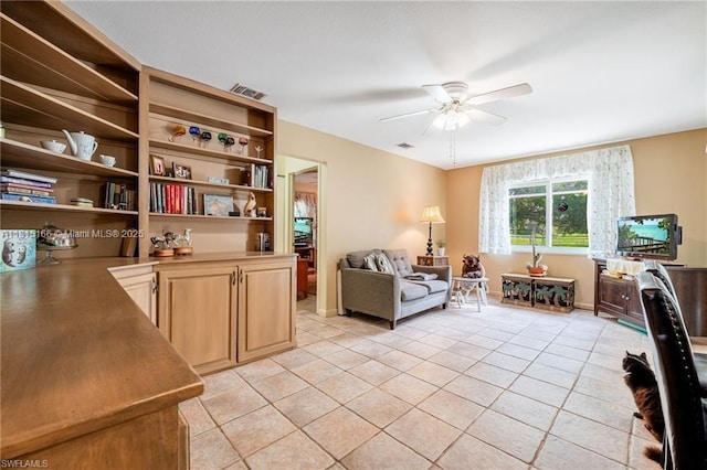 4559 Springview Cir, La Belle, FL 33935 - living area featuring a ceiling fan and light tile patterned floors