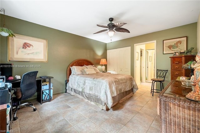4559 Springview Cir, La Belle, FL 33935 - bedroom featuring an office area, a ceiling fan, and baseboards