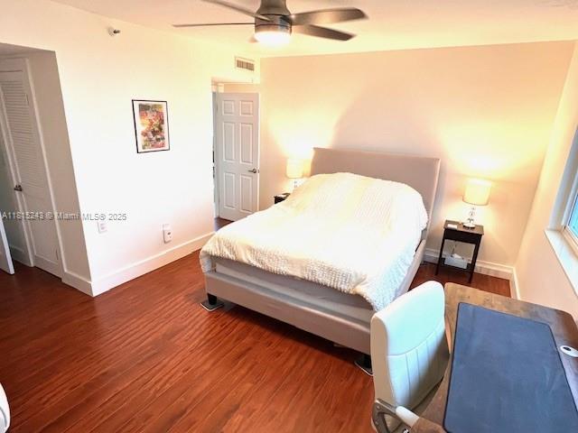 4001 Hillcrest Dr Unit 1014, Hollywood, FL 33021 - bedroom with wood finished floors and ceiling fan