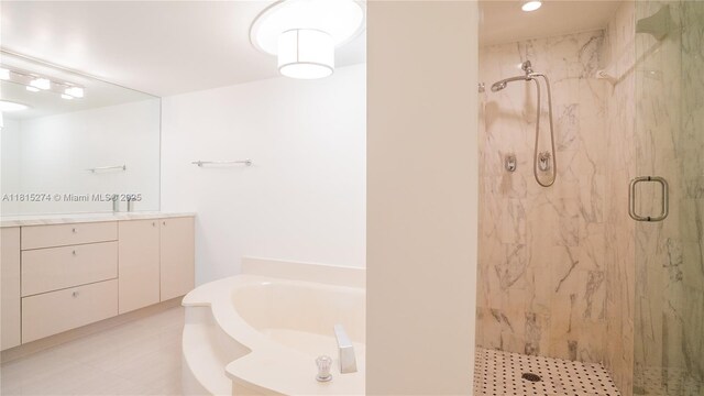4000 Towerside Ter Unit 2201, Miami, FL 33138 - full bath with a marble finish shower, a garden tub, and vanity