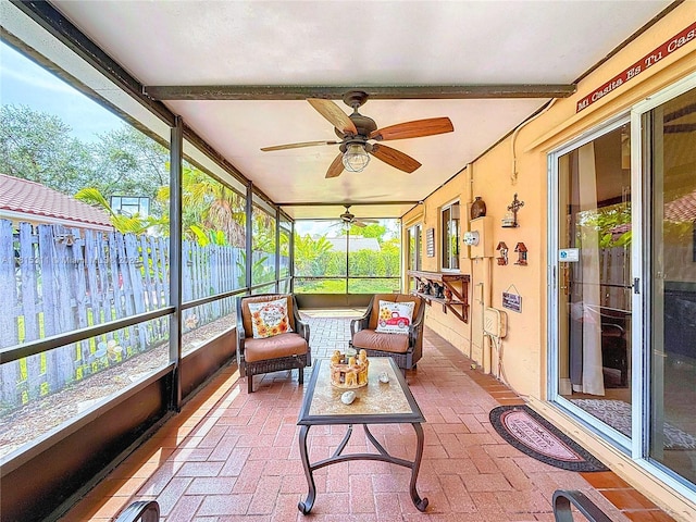 1420 Seagrape Cir, Weston, FL 33326 - sunroom / solarium featuring a ceiling fan and plenty of natural light