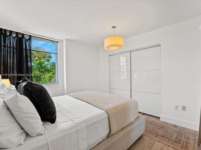 1532 Drexel Ave Unit 204, Miami Beach, FL 33139 - bedroom featuring wood finished floors, baseboards, and a closet