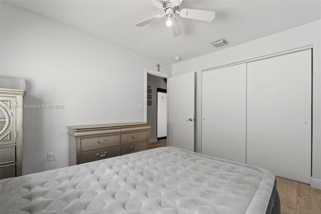14420 NW 16th St, Pembroke Pines, FL 33028 - bedroom featuring wood finished floors, a closet, and a ceiling fan