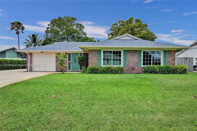 2398 SE Bordeaux Ct, Port St Lucie, FL 34952 - ranch-style home with driveway, an attached garage, a front lawn, and brick siding