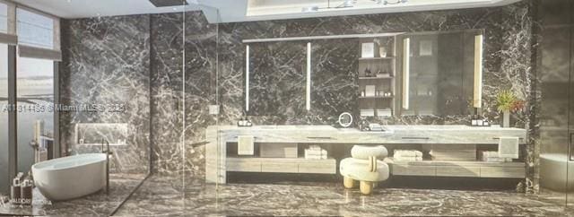 300 N Biscayne Blvd Unit 8502, Miami, FL 33132 - full bathroom featuring vanity and marble finish flooring
