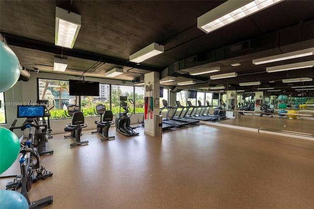 10205 Collins Ave Unit 401, Bal Harbour, FL 33154 - exercise room featuring healthy amount of natural light