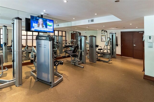 10205 Collins Ave Unit 401, Bal Harbour, FL 33154 - exercise room featuring recessed lighting