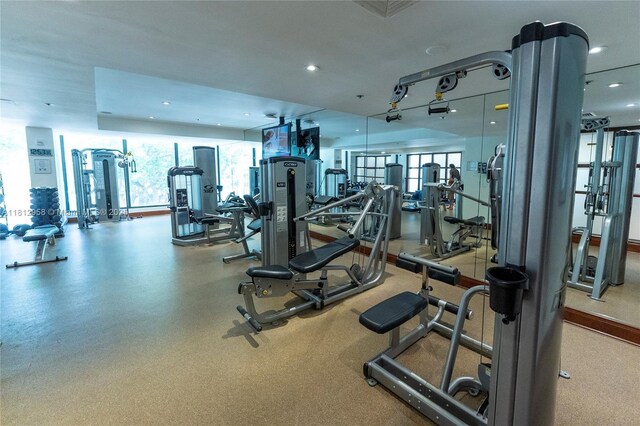 10205 Collins Ave Unit 401, Bal Harbour, FL 33154 - gym with recessed lighting