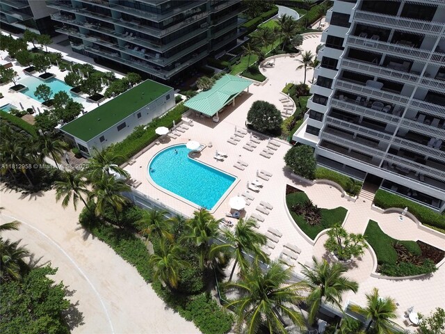 10205 Collins Ave Unit 401, Bal Harbour, FL 33154 - drone / aerial view of a pool area