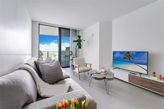 1600 NE 1st Ave Unit 1112, Miami, FL 33132 - living area featuring tile patterned flooring and a wall of windows