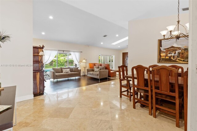 875 NW 108th Ln, Coral Springs, FL 33071 - dining space with recessed lighting, a chandelier, and baseboards