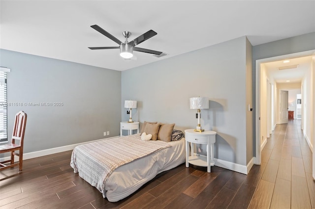 875 NW 108th Ln, Coral Springs, FL 33071 - bedroom with dark wood-style floors, baseboards, and ceiling fan