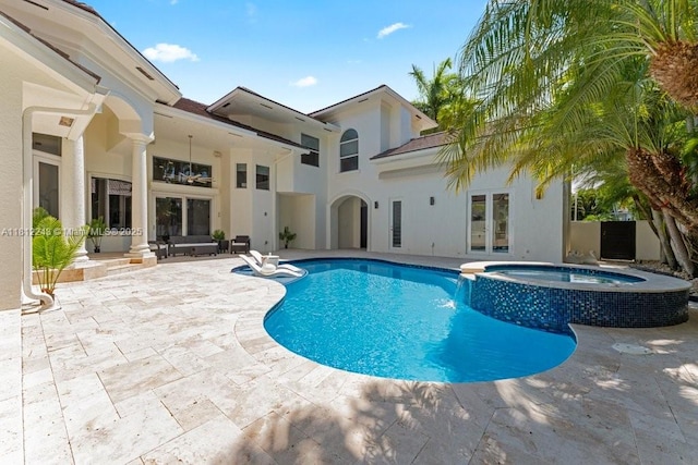 127 Swan Ave, Plantation, FL 33324 - view of pool with french doors, a patio area, and a pool with connected hot tub
