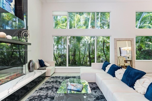 127 Swan Ave, Plantation, FL 33324 - living area featuring healthy amount of natural light and a high ceiling