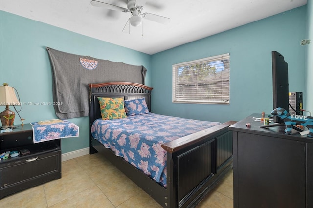 4960 SW 5th St, Margate, FL 33068 - tiled bedroom featuring ceiling fan and baseboards