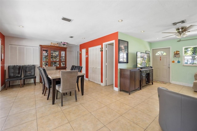 4960 SW 5th St, Margate, FL 33068 - dining space with ceiling fan, light tile patterned floors, and recessed lighting