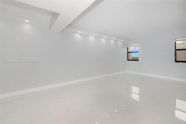 1201 S Ocean Dr Unit 610N, Hollywood, FL 33019 - unfurnished room with recessed lighting, baseboards, and beam ceiling