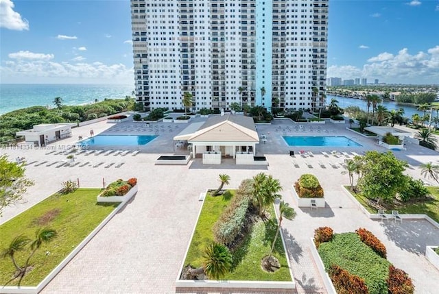 1201 S Ocean Dr Unit 610N, Hollywood, FL 33019 - bird's eye view of a pool area and a large body of water