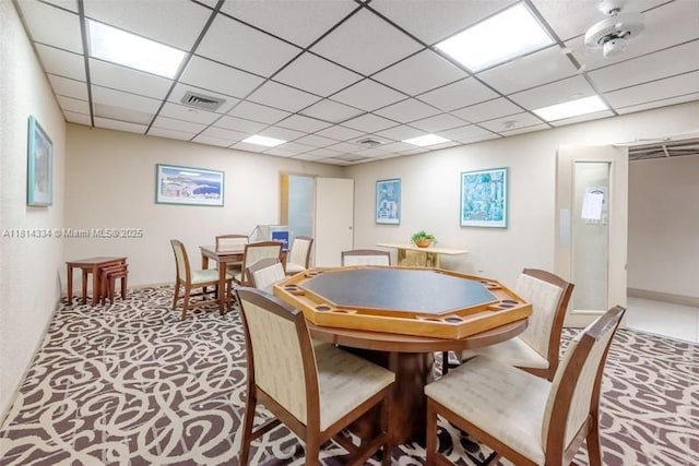 1201 S Ocean Dr Unit 610N, Hollywood, FL 33019 - dining space featuring carpet flooring and a paneled ceiling