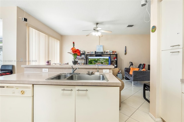 15683 NW 12th Rd, Pembroke Pines, FL 33028 - kitchen featuring dishwasher, open floor plan, light countertops, and ceiling fan