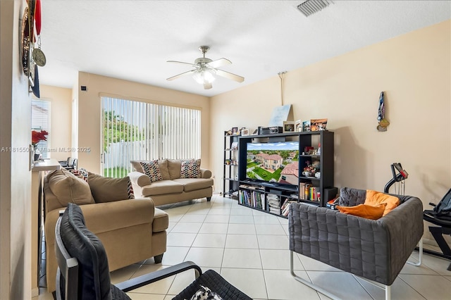 15683 NW 12th Rd, Pembroke Pines, FL 33028 - living room featuring ceiling fan and light tile patterned floors