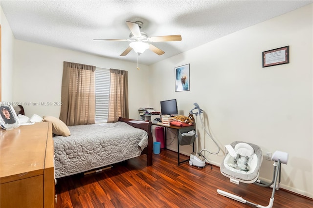 15683 NW 12th Rd, Pembroke Pines, FL 33028 - bedroom with wood finished floors, baseboards, ceiling fan, and a textured ceiling