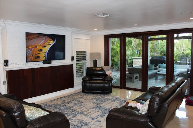 9941 SW 97th Ct, Miami, FL 33176 - living room featuring ornamental molding