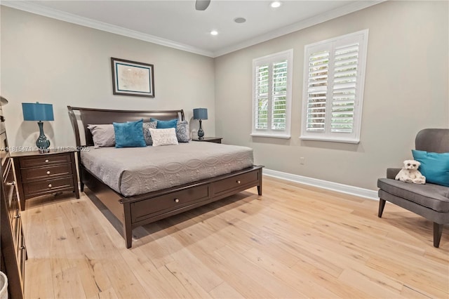 3063 NW 126th Ave, Sunrise, FL 33323 - bedroom featuring light wood-type flooring, ornamental molding, and recessed lighting