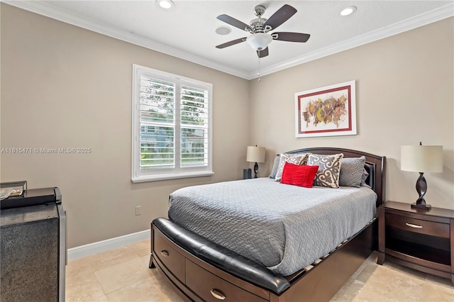 3063 NW 126th Ave, Sunrise, FL 33323 - bedroom with crown molding, recessed lighting, and a ceiling fan
