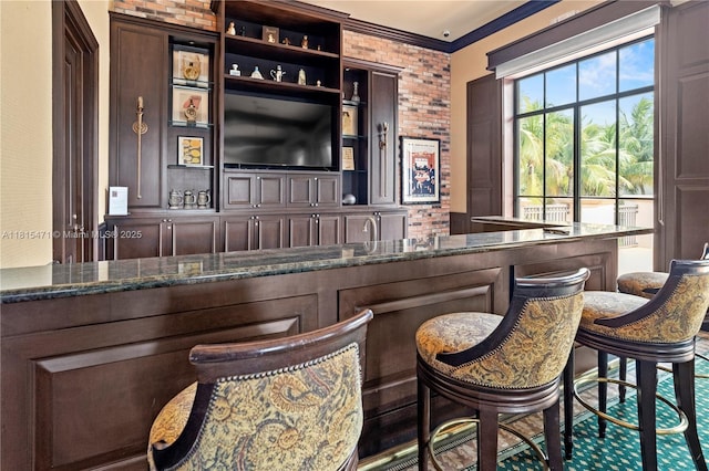 3063 NW 126th Ave, Sunrise, FL 33323 - bar area with crown molding and brick wall