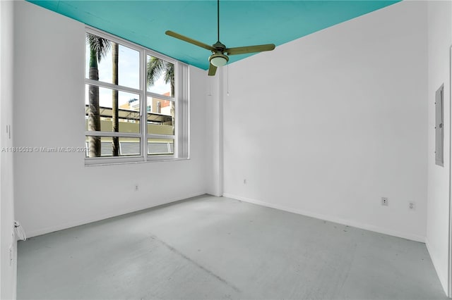 2001 Biscayne Blvd Unit 2305, Miami, FL 33137 - spare room with finished concrete floors, a ceiling fan, and baseboards