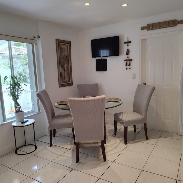 7486 SW 162nd Ct, Miami, FL 33193 - dining room featuring recessed lighting, light tile patterned floors, and baseboards