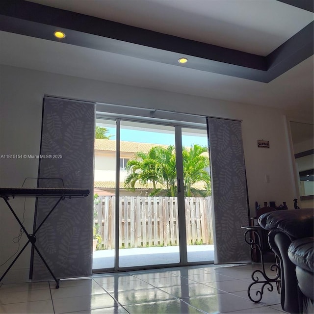 7486 SW 162nd Ct, Miami, FL 33193 - doorway to outside featuring tile patterned floors and recessed lighting