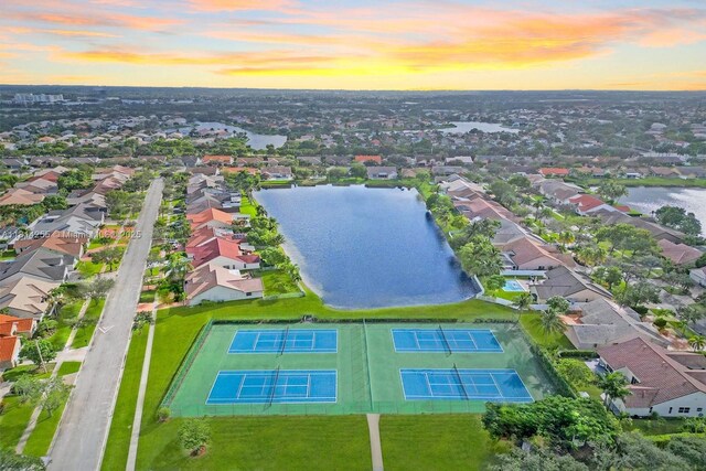 1240 NW 161st Ave, Pembroke Pines, FL 33028 - aerial view at dusk of a water view and a residential view