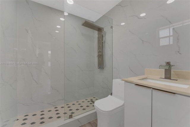 2357 SW 11th Ter, Miami, FL 33135 - full bath featuring a marble finish shower, vanity, and toilet