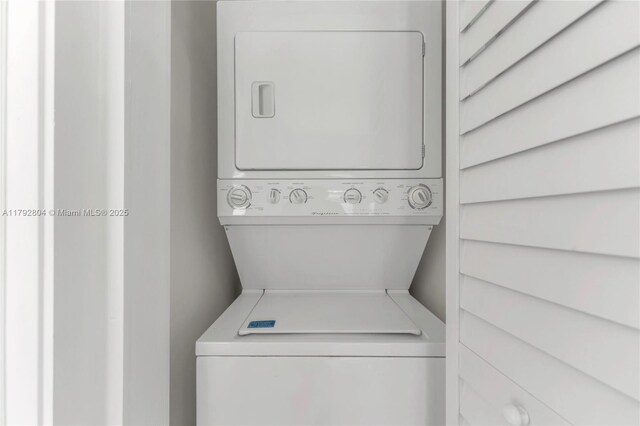 2357 SW 11th Ter, Miami, FL 33135 - washroom with stacked washer / dryer